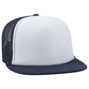 Five Panel High Crown Golf Mesh Cap Navy White Navy