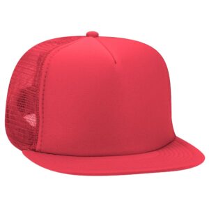 Five Panel High Crown Golf Mesh Cap Red