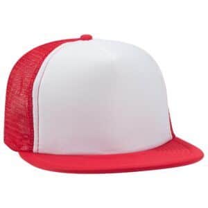 Five Panel High Crown Golf Mesh Cap Red White Red