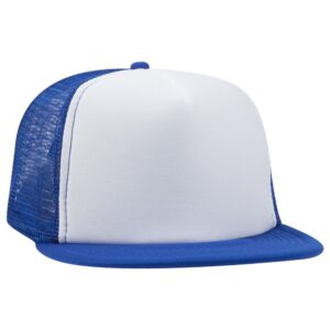 Five Panel High Crown Golf Mesh Cap Royal White Royal