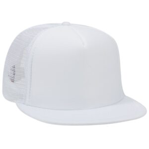Five Panel High Crown Golf Mesh Cap White