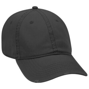 Six Panel Twill Distressed Cap Black