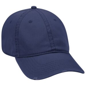 Six Panel Twill Distressed Cap Navy