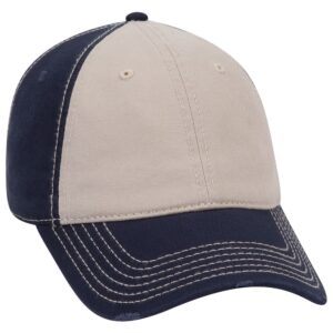 Six Panel Twill Distressed Cap Navy Khaki Navy