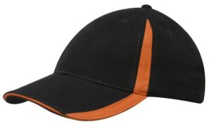 Brushed Heavy Cotton Cap Black Orange