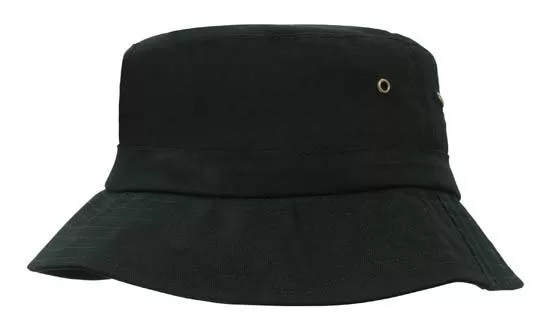 Brushed Sports Twill Childs Bucket Hat Black