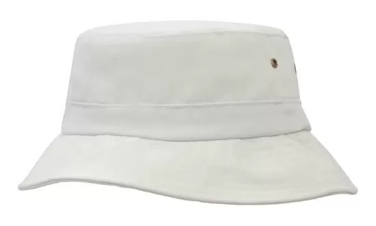 Brushed Sports Twill Childs Bucket Hat White