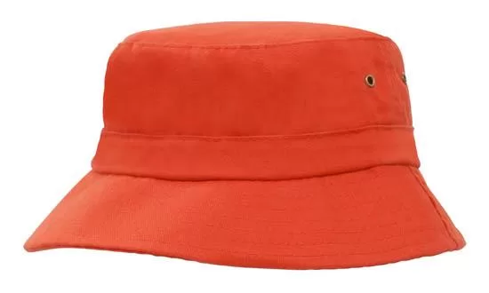 Brushed Sports Twill Youth Bucket Hat Orange