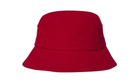 Brushed Sports Twill Youth Bucket Hat Red