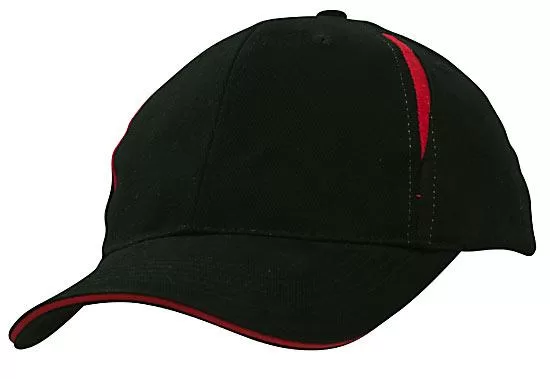 Crown Inserts Brushed Heavy Cotton Sandwich Cap Black Red