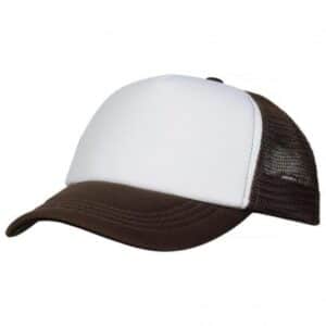 Foam Mesh Trucker Cap Brown White
