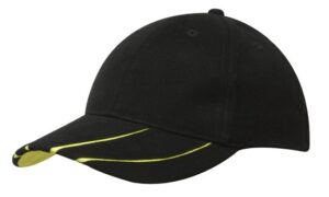 Hi Vis Two Tone Peak Brushed Heavy Cotton Cap Black Green