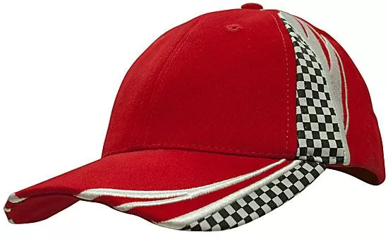 Printed Checks Brushed Heavy Cotton Cap Red White