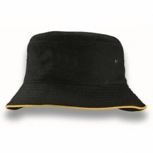 Sandwich Brim Bucket Hat Black Gold
