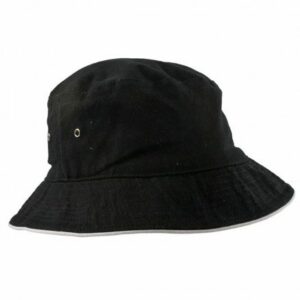 Sandwich Brim Bucket Hat Black White