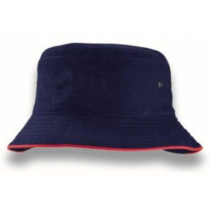 Sandwich Brim Bucket Hat Navy Red
