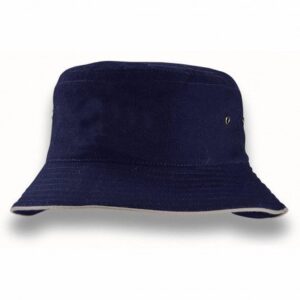 Sandwich Brim Bucket Hat Navy Silver