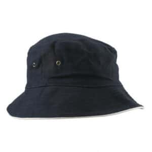Sandwich Brim Bucket Hat Navy White