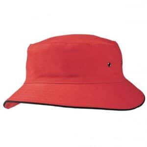 Sandwich Brim Bucket Hat Red Black