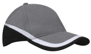 Tri Colour Brushed Heavy Cotton Cap Charcoal White Black