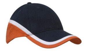 Tri Colour Brushed Heavy Cotton Cap Navy White Orange