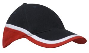Tri Colour Brushed Heavy Cotton Cap Navy White Red