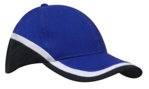 Tri Colour Brushed Heavy Cotton Cap Royal White Navy