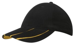 Two Tone Peak Brushed Heavy Cotton Cap Black Gold