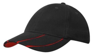Two Tone Peak Brushed Heavy Cotton Cap Black Red