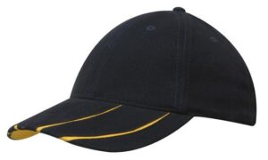 Two Tone Peak Brushed Heavy Cotton Cap Navy Gold