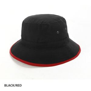 Microfibre Bucket Hat black red