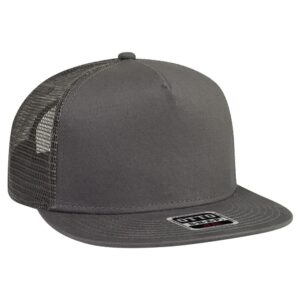 Five Panel Cotton Twill Mesh Flat Cap Charcoal Grey
