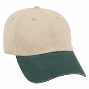Garment Wash Combed Cotton Twill Cap Dark Green Khaki