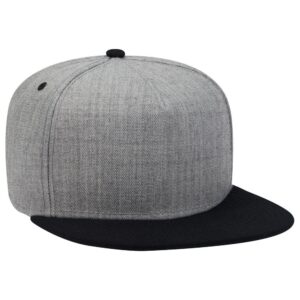 Heather Wool Blend Flat Cap Black Heather Grey Heather Grey