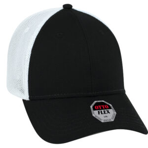 Otto Flex Stretch Poly Mesh Back Cap Black Black White