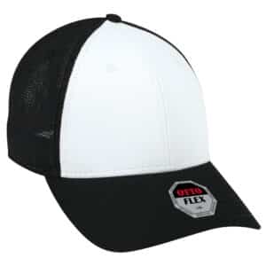 Otto Flex Stretch Poly Mesh Back Cap Black White Black