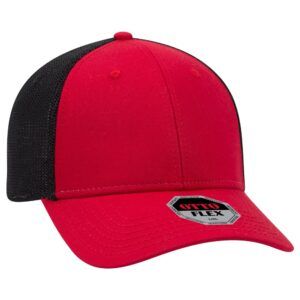Otto Flex Stretch Poly Mesh Back Cap Red Red Black