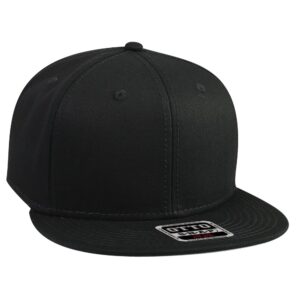 Six Panel Cotton Twill Flat Cap Black