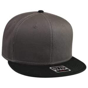 Six Panel Cotton Twill Flat Cap Black Charcoal Grey Charcoal Grey