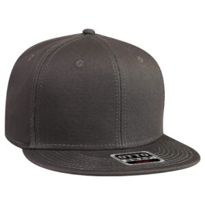 Six Panel Cotton Twill Flat Cap Charcoal Grey