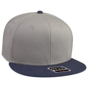Six Panel Cotton Twill Flat Cap Navy Grey Grey