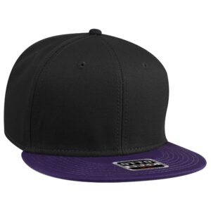 Six Panel Cotton Twill Flat Cap Purple Black Black