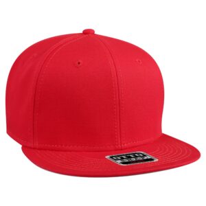 Six Panel Cotton Twill Flat Cap Red