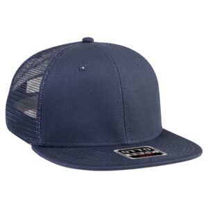 Six Panel Cotton Twill Mesh Flat Cap Navy
