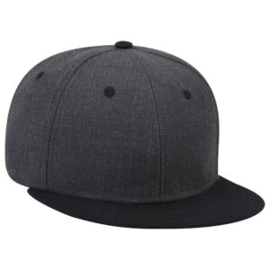 Six Panel Heather Wool Blend Flat Cap Black Heather Black Heather Black