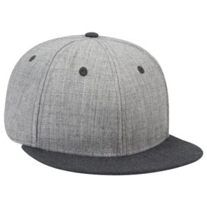 Six Panel Heather Wool Blend Flat Cap Heather Black Heather Grey Heather Grey