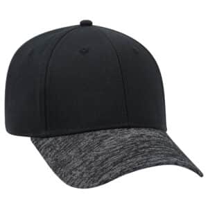 Six Panel Rayon Blend Jersey Knit Baseball Cap Heather Black Black