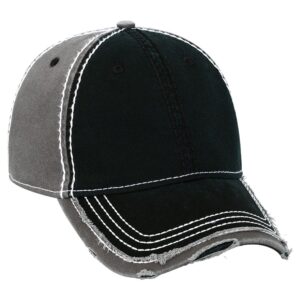 Six Panel Vintage Washed Cap Black Black Charcoal Grey