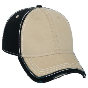 Six Panel Vintage Washed Cap Khaki Khaki Black