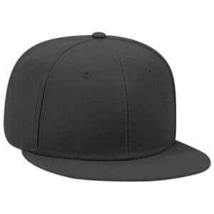 Six Panel Wool Blend Flat Cap Black